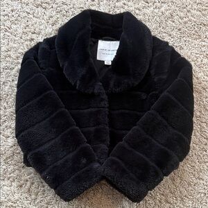 Janie and Jack Black Faux Fur Coat